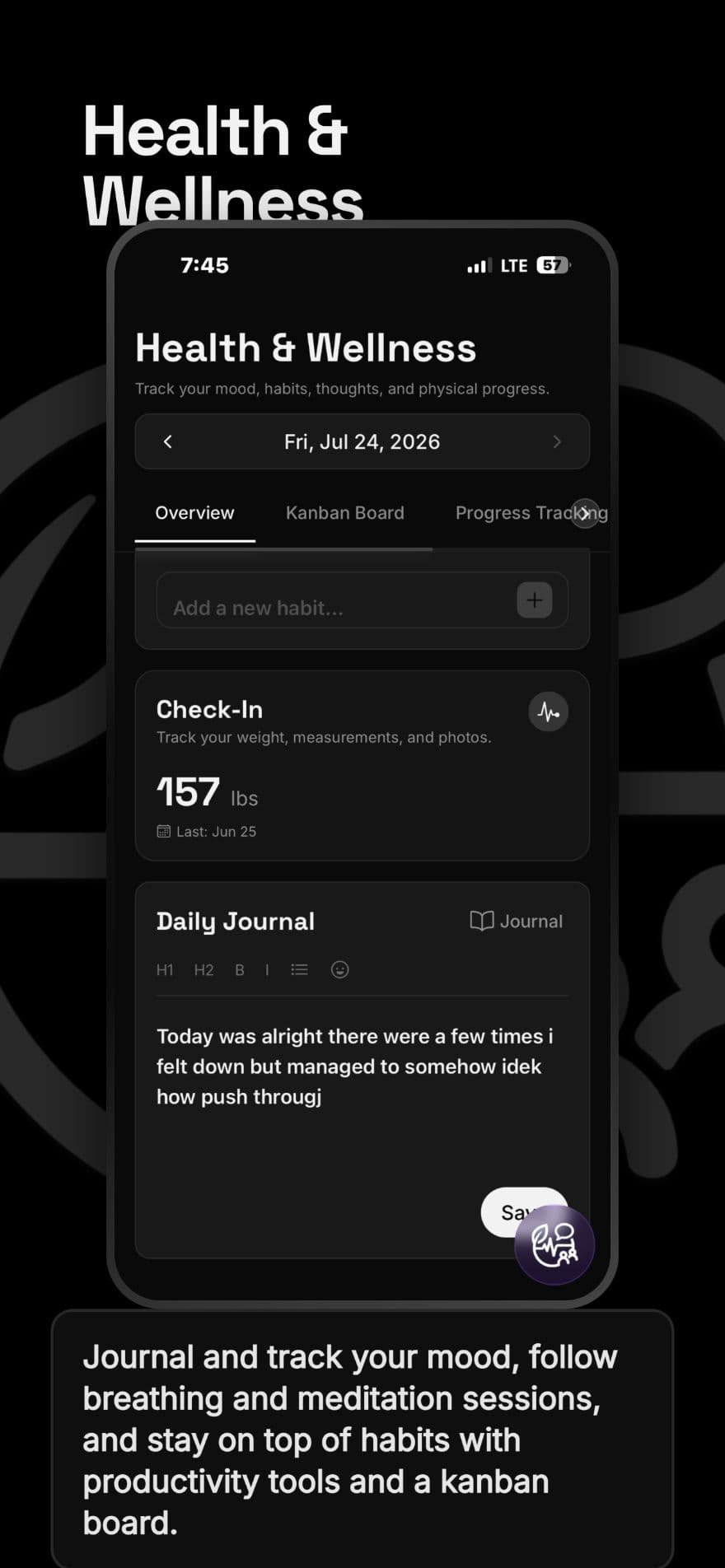 Health & Wellness screen