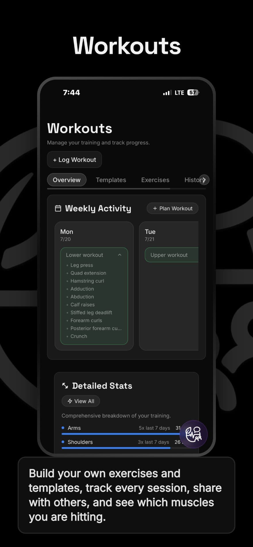 Workouts screen